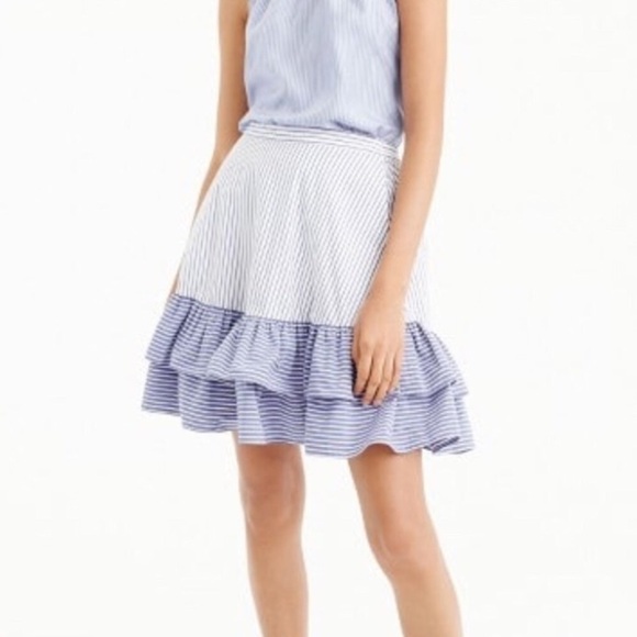 NWT J. Crew striped ruffled skirt - Picture 1 of 7